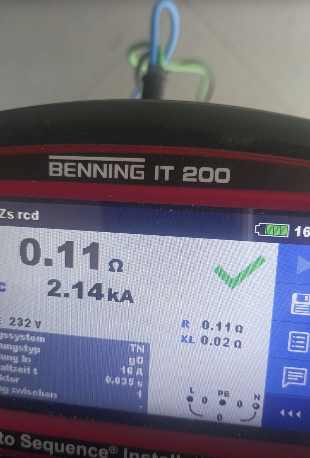 Messwert an einem elektrischen Installationstester
